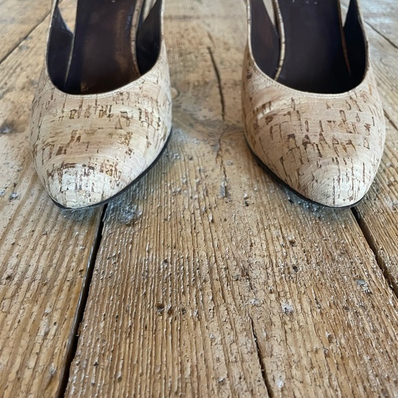 Donald J Pliner Cork Slingback Heels Stiletto Sandal Shoe 9 - Picture 8 of 15